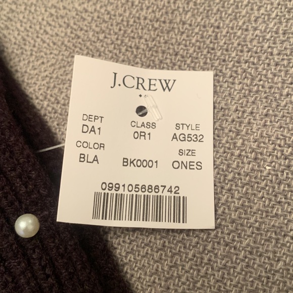 NWT J. CREW Knit Scarf Madewell Black with Faux Pearl Accents 78x11 - Picture 2 of 7